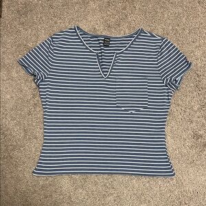 SHEIN Navy Striped Short Sleeve Tee